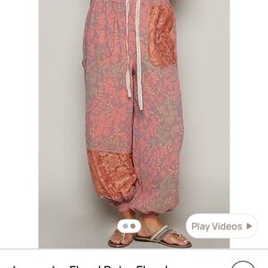 NWT POL Floral Patchwork Joggers - Lavender, Pink and Orange | Size L 14-16